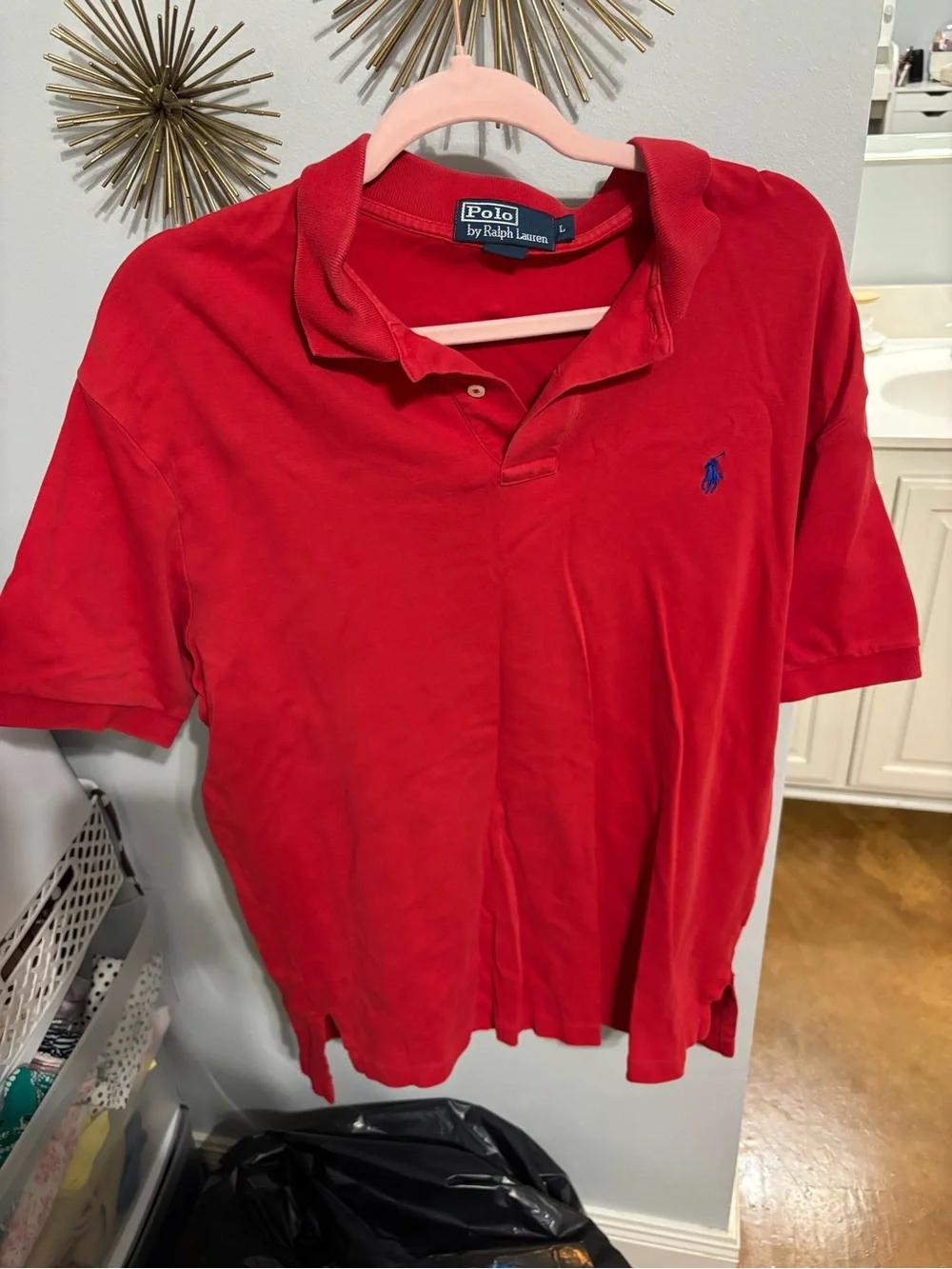 Ralph Lauren Red Polo Shirt with Navy Label